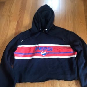 Navy blue with Pepsi graphic cropped H&M hoodie